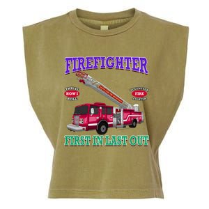 Last In Last Out Fire Truck Firefighter Novelty Gift Meaningful Gift Garment-Dyed Women's Muscle Tee