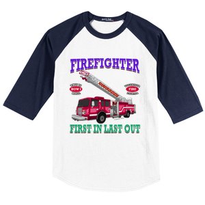 Last In Last Out Fire Truck Firefighter Novelty Gift Meaningful Gift Baseball Sleeve Shirt