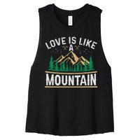 Love Is Like A Mountain Camping Gift Vintage Women's Racerback Cropped Tank