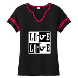 Love IS Love Typography Square Ladies Halftime Notch Neck Tee