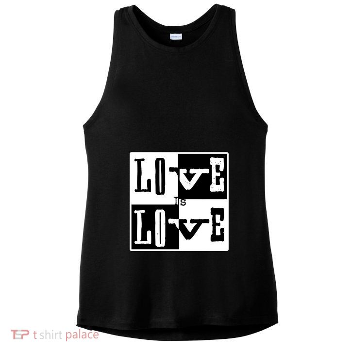 Love IS Love Typography Square Ladies PosiCharge Tri-Blend Wicking Tank
