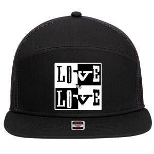 Love IS Love Typography Square 7 Panel Mesh Trucker Snapback Hat