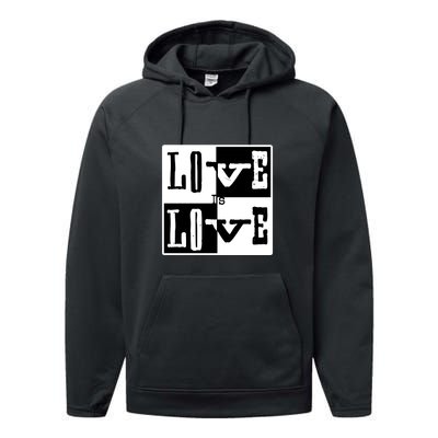 Love IS Love Typography Square Performance Fleece Hoodie