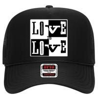 Love IS Love Typography Square High Crown Mesh Back Trucker Hat