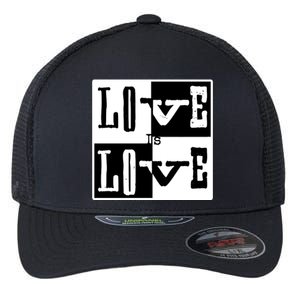 Love IS Love Typography Square Flexfit Unipanel Trucker Cap