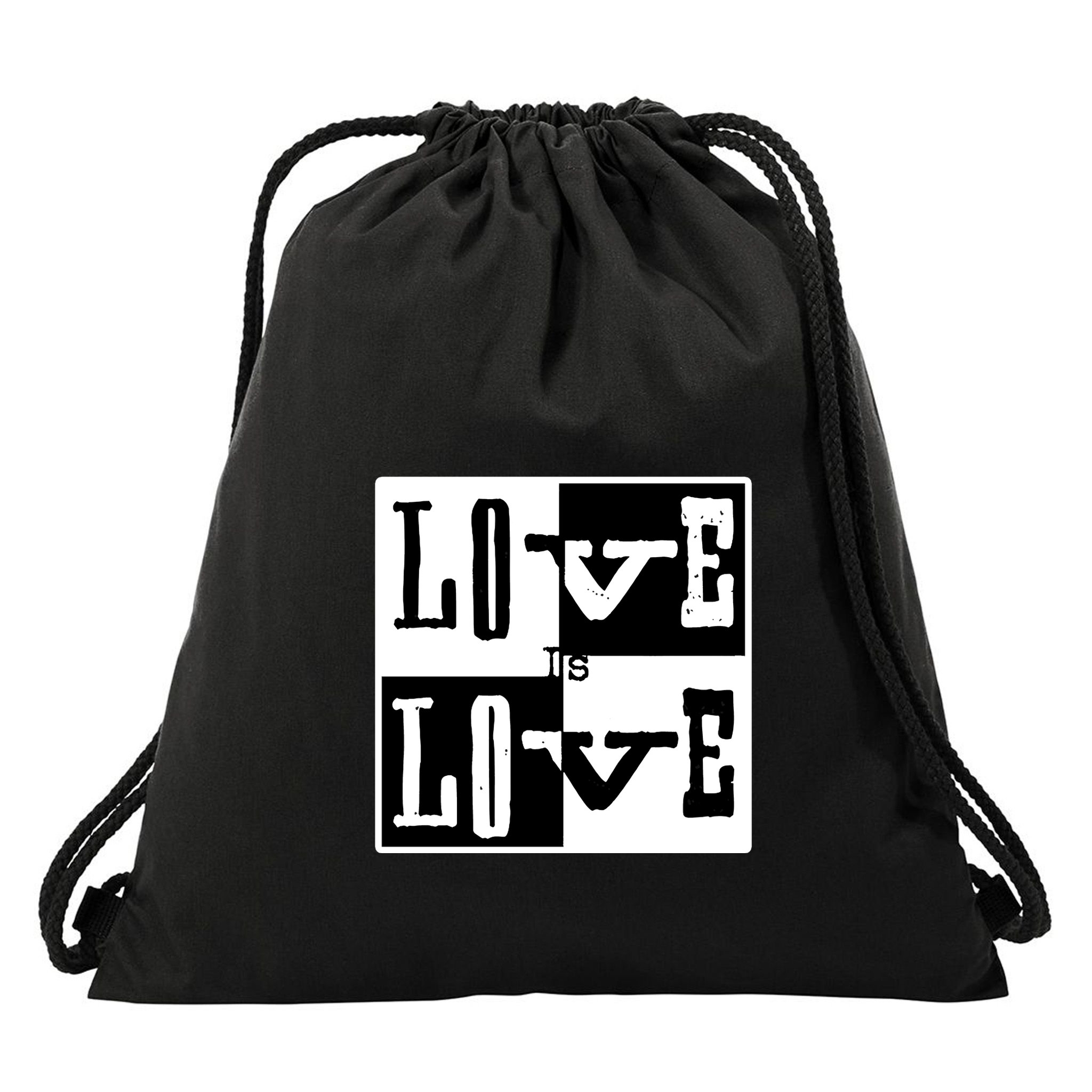 Love IS Love Typography Square Drawstring Bag