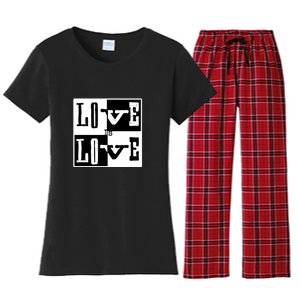 Love IS Love Typography Square Women's Flannel Pajama Set