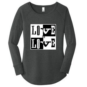 Love IS Love Typography Square Women's Perfect Tri Tunic Long Sleeve Shirt