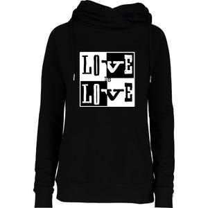 Love IS Love Typography Square Womens Funnel Neck Pullover Hood