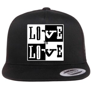 Love IS Love Typography Square Flat Bill Trucker Hat