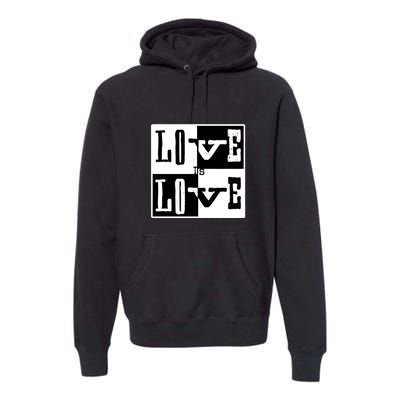 Love IS Love Typography Square Premium Hoodie