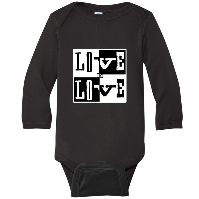 Love IS Love Typography Square Baby Long Sleeve Bodysuit