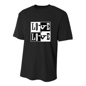 Love IS Love Typography Square Youth Performance Sprint T-Shirt