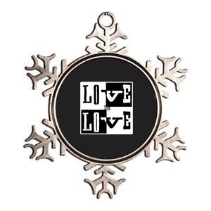 Love IS Love Typography Square Metallic Star Ornament