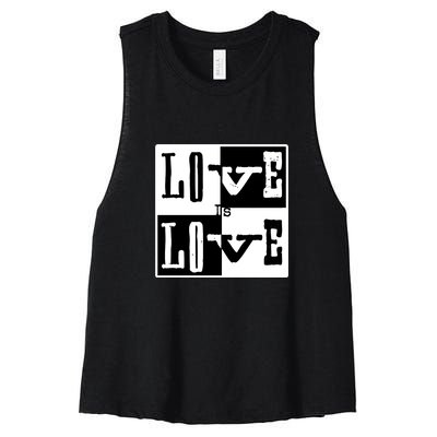 Love IS Love Typography Square Women's Racerback Cropped Tank