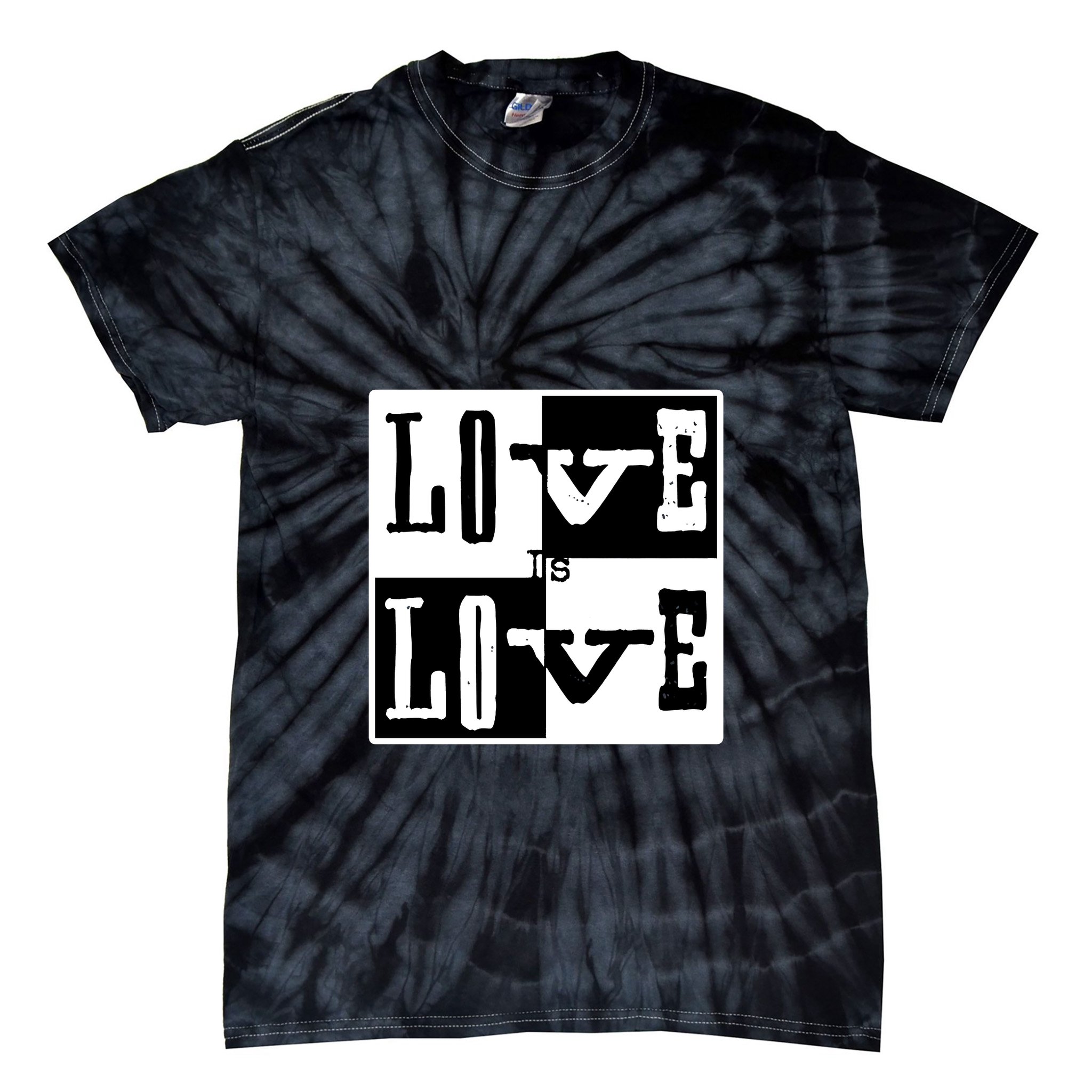 Love IS Love Typography Square Tie-Dye T-Shirt