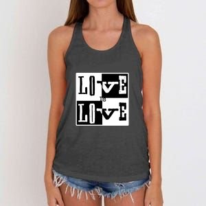 Love IS Love Typography Square Women's Knotted Racerback Tank