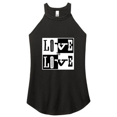 Love IS Love Typography Square Women's Perfect Tri Rocker Tank