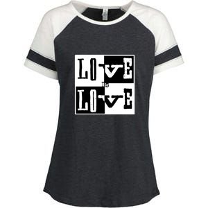 Love IS Love Typography Square Enza Ladies Jersey Colorblock Tee