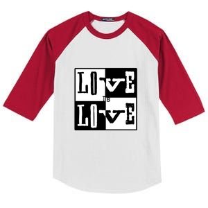 Love IS Love Typography Square Kids Colorblock Raglan Jersey