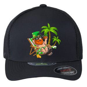 Lucky Irish Leprechaun Hawaiian Surfing St Patrick Day Retro Cute Gift Flexfit Unipanel Trucker Cap