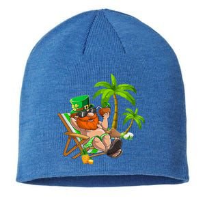 Lucky Irish Leprechaun Hawaiian Surfing St Patrick Day Retro Cute Gift Sustainable Beanie