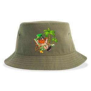 Lucky Irish Leprechaun Hawaiian Surfing St Patrick Day Retro Cute Gift Sustainable Bucket Hat