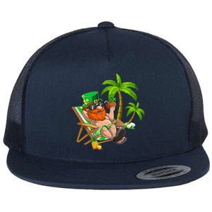 Lucky Irish Leprechaun Hawaiian Surfing St Patrick Day Retro Cute Gift Flat Bill Trucker Hat