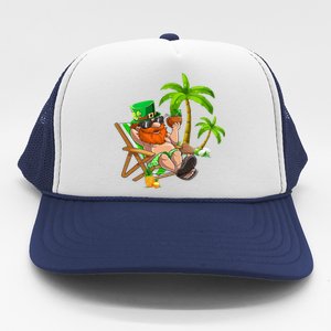 Lucky Irish Leprechaun Hawaiian Surfing St Patrick Day Retro Cute Gift Trucker Hat