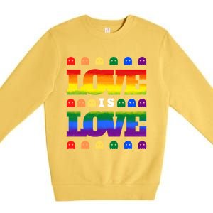 Love Is Love Cute Ghost Lgbt Equality Halloween Lgbt Pride Gift Premium Crewneck Sweatshirt