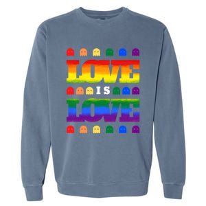 Love Is Love Cute Ghost Lgbt Equality Halloween Lgbt Pride Gift Garment-Dyed Sweatshirt