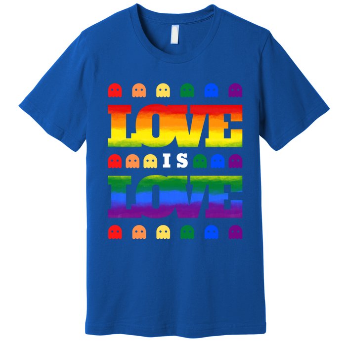 Love Is Love Cute Ghost Lgbt Equality Halloween Lgbt Pride Gift Premium T-Shirt