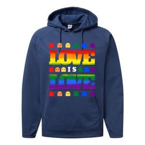 Love Is Love Cute Ghost Lgbt Equality Halloween Lgbt Pride Gift Performance Fleece Hoodie