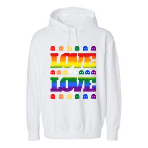 Love Is Love Cute Ghost Lgbt Equality Halloween Lgbt Pride Gift Garment-Dyed Fleece Hoodie