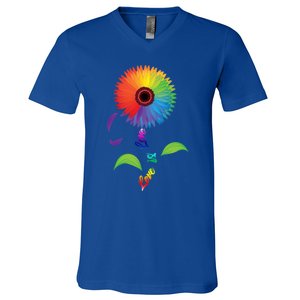 Love Is Love Lgbt Flower Cool Gift Lgbt Pride Gift V-Neck T-Shirt