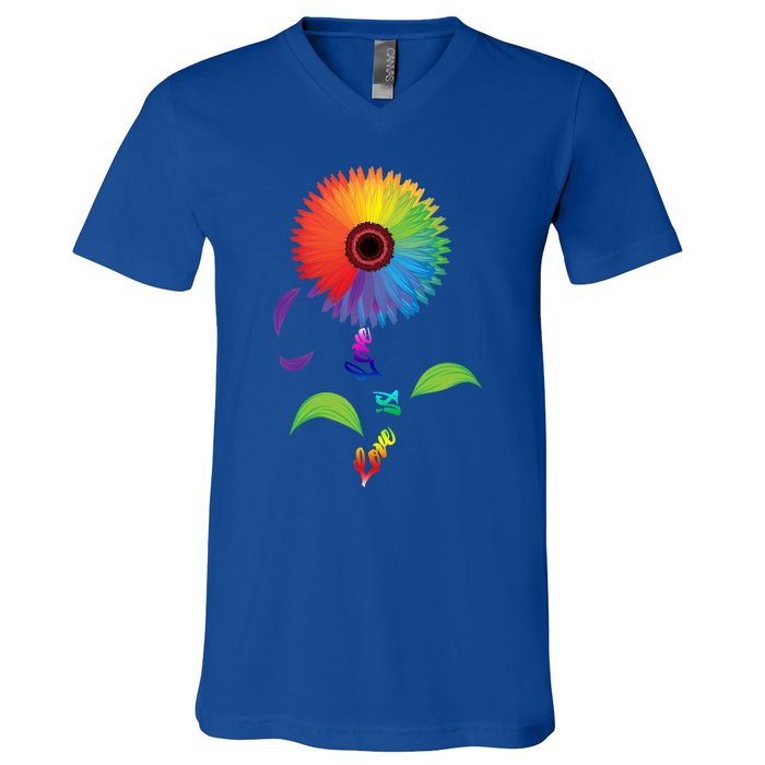 Love Is Love Lgbt Flower Cool Gift Lgbt Pride Gift V-Neck T-Shirt