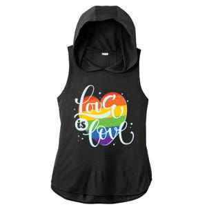 Love Is Love LGBT Pride Ladies PosiCharge Tri-Blend Wicking Draft Hoodie Tank