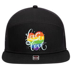 Love Is Love LGBT Pride 7 Panel Mesh Trucker Snapback Hat