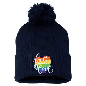 Love Is Love LGBT Pride Pom Pom 12in Knit Beanie