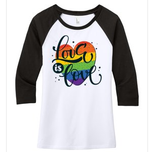 Love Is Love LGBT Pride Women's Tri-Blend 3/4-Sleeve Raglan Shirt