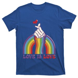 Love Is Love Lgbtq Pride Rainbow And Skeleton Hand Sign Meaningful Gift T-Shirt