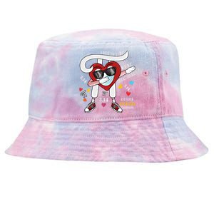 Love Is Like Pi Math Teacher Dabbing Pi Day Valentine's Day Funny Gift Tie-Dyed Bucket Hat