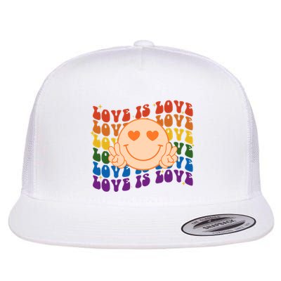 Love Is Love Colorful Hippie Smile Peace Flatbill Hat