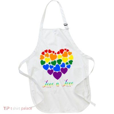 Love Is Love Pride Heart Full-Length Apron With Pockets