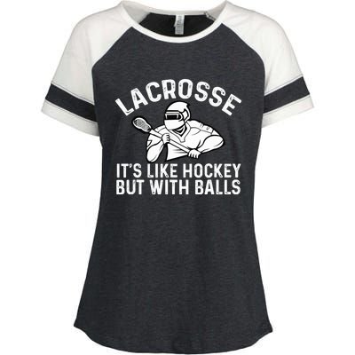 Lacrosse is like hockey but with balls Enza Ladies Jersey Colorblock Tee