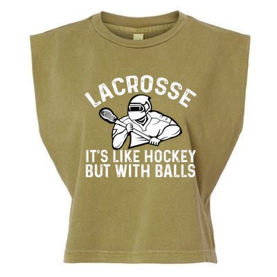 Lacrosse is like hockey but with balls Garment-Dyed Women's Muscle Tee