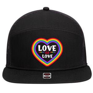 Love Is Love Lgbt Pride Graphic 7 Panel Mesh Trucker Snapback Hat