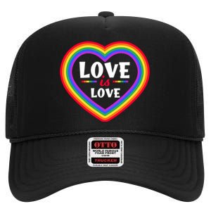 Love Is Love Lgbt Pride Graphic High Crown Mesh Back Trucker Hat