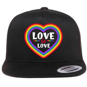 Love Is Love Lgbt Pride Graphic Flat Bill Trucker Hat