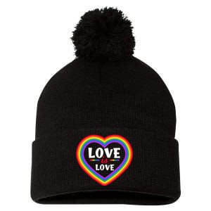 Love Is Love Lgbt Pride Graphic Pom Pom 12in Knit Beanie